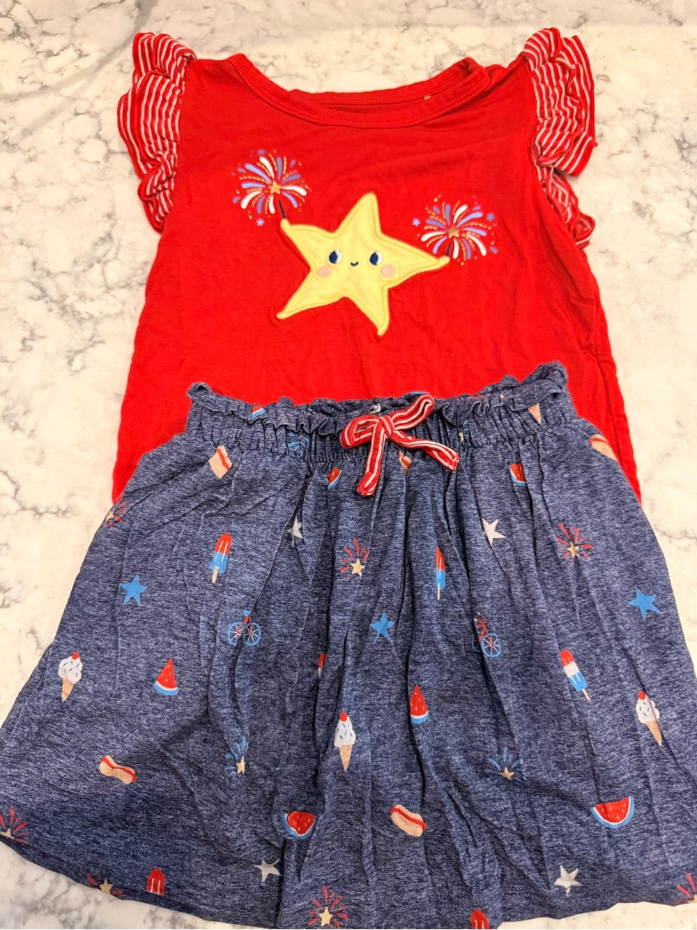 Little Sleepies Candy Red Firework Flutter Tee & Summer Celebration Skort Set 4T